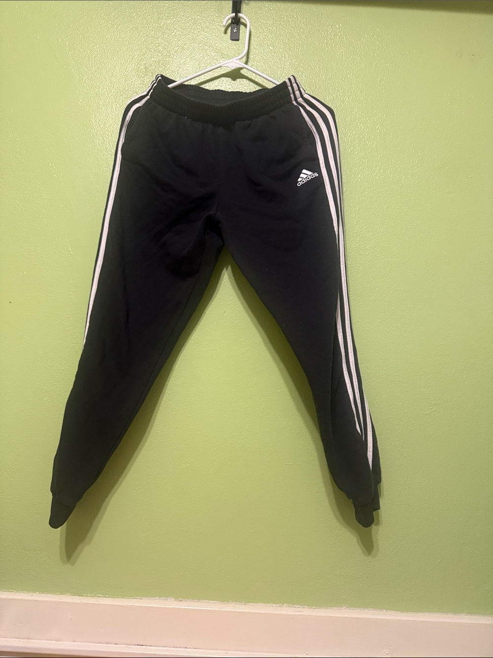adidas Black Joggers with White Side Stripes - Kids